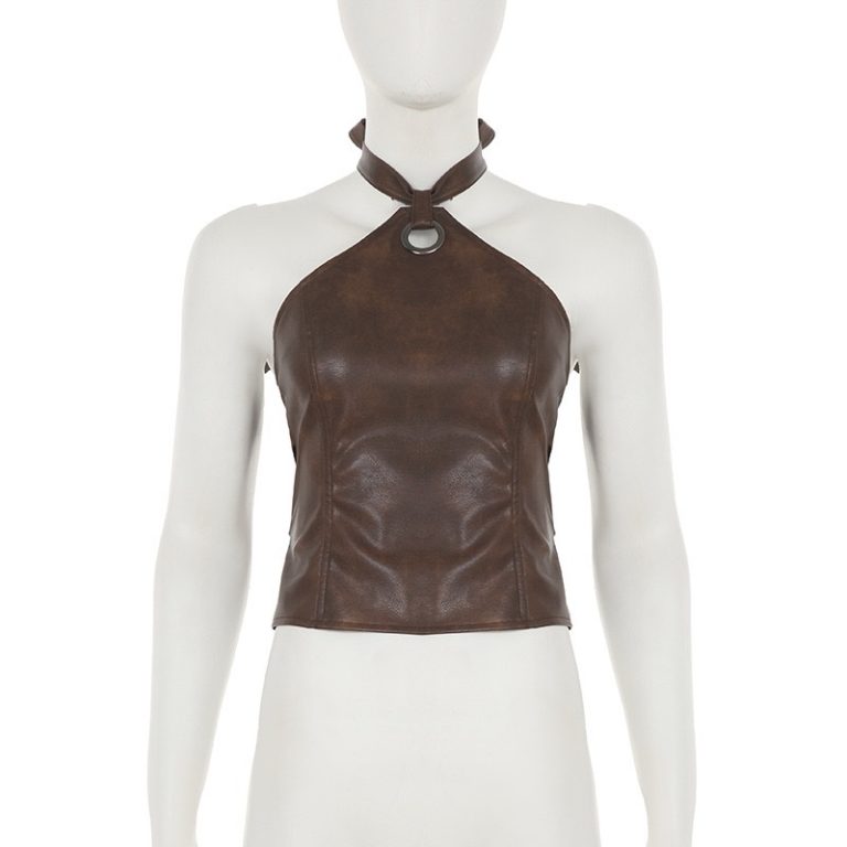 Leather halter top