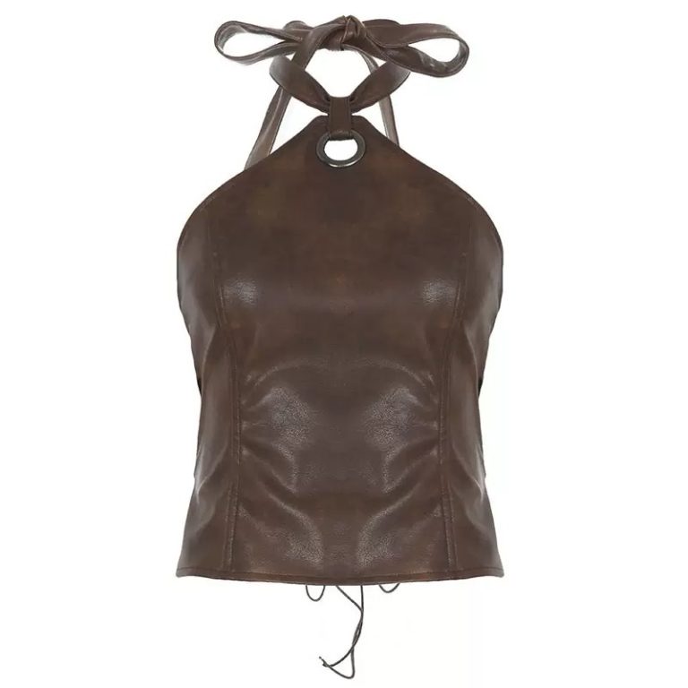 Leather halter top